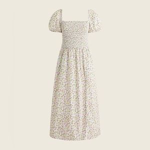 New without tags j crew puff sleeve smocked midi dress in meadow print sz s.